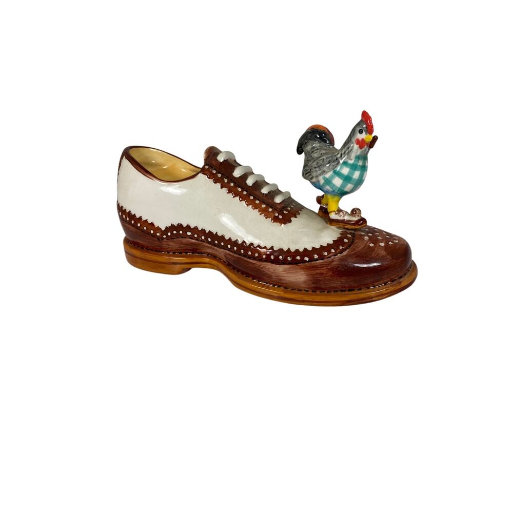 Diane's Happy Toes Chicken On Golf Shoe Candle Holder 2002 Porcelain